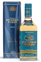 tequila pueblo viejo añejo with metal gift box