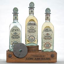 tequila los abuelos - display - blanco - añejo - reposado