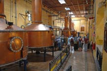 Copper alambiques (stills) in the distillation area at Mundo Cuervo