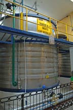 Copper alambiques (stills) in the distillation area at Mundo Cuervo