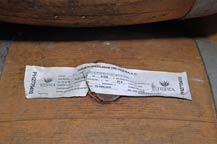 CRT seal on barrel of tequila - Compania Tequilera Puerta de Hierro - Fabrica de Tequila