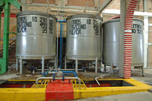 stainless steel tanks at the sangre azteca tequila factory
