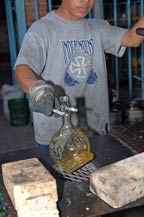 semi-artesanal tequila bottle from a mold