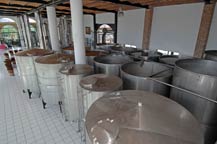 Fermentation and finished product storage tanks at Tres Mujeres Tequila. April 2010 