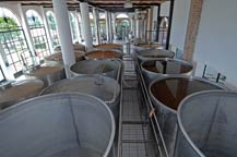 Fermentation and finished product storage tanks at Tres Mujeres Tequila. April 2010 